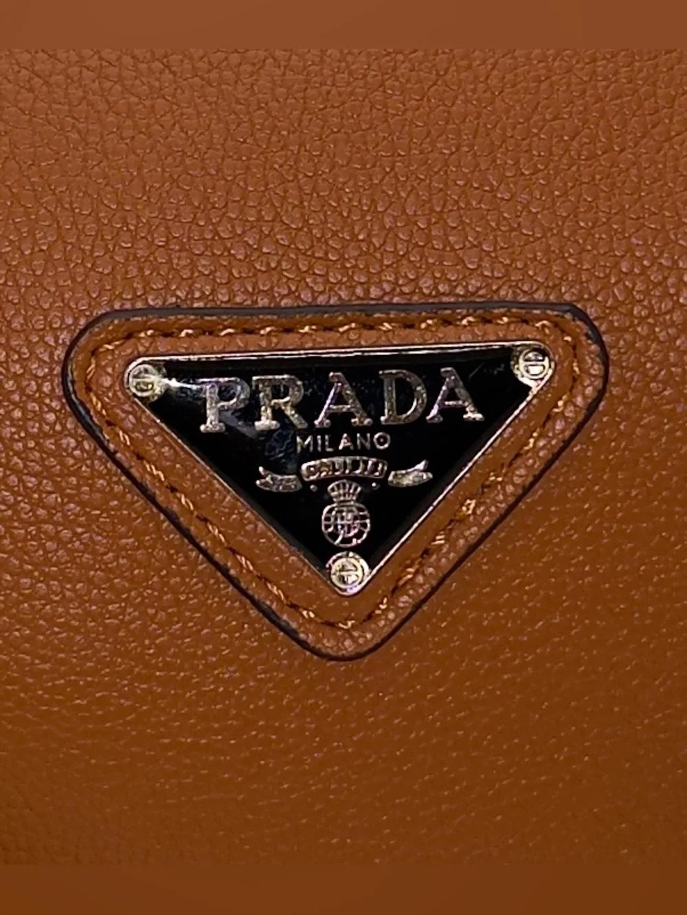 Designer-Inspired Brown Faux Leather Triangle Logo Crossbody Bag W/Pouch